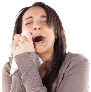 Woman Crying With Tissue PNG Image