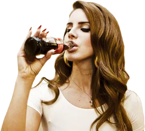 Woman Drinking Cola PNG Image