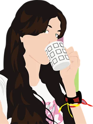 Woman Drinking From Cup PNG Image