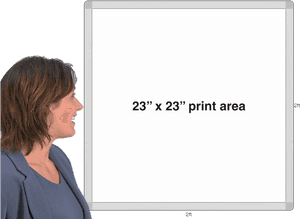 Woman Examining Whiteboard Dimensions PNG