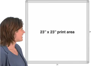 Woman Examining Whiteboard Dimensions PNG Image