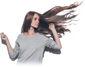 Woman Long Flowing Hair PNG Image