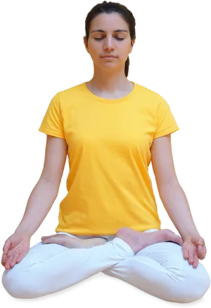 Woman Meditatingin Lotus Position PNG Image