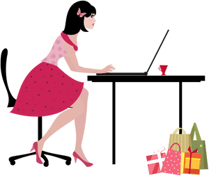 Woman Online Shopping Illustration PNG image with transparent background