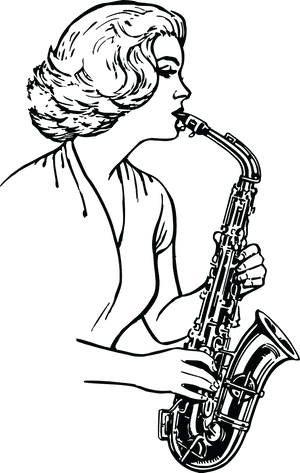 Woman Playing A Saxophone - Clip Art Saxophone Player, HD Png Download PNG with transparent background