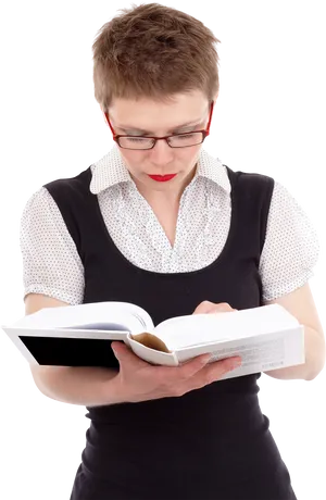 Woman Reading Book PNG Image