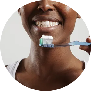 Woman Smiling With Toothbrush PNG Image