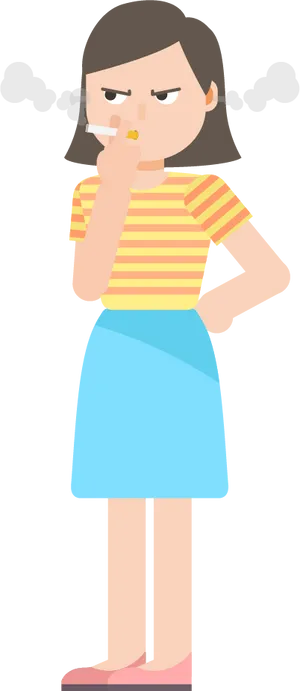 Woman Smoking Cartoon PNG Image