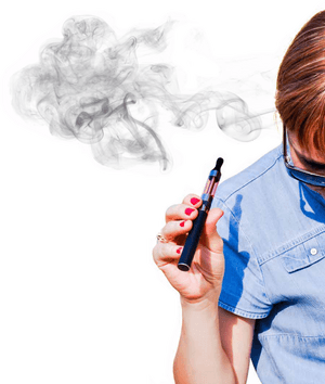Woman Vaping Blue Smoke PNG image with transparent background
