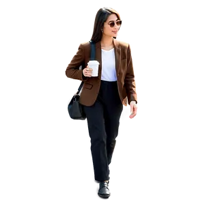 Woman Walking With Coffee Png Uwe PNG Image