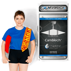 Woman With Hotdog Towel And Fictional Product Packaging PNG