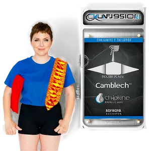 Woman With Hotdog Towel And Fictional Product Packaging PNG Image