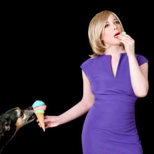 Woman_and_ Dog_ Sharing_ Treats PNG image with transparent background