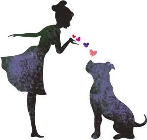 Womanand Dog Silhouette Love PNG Image