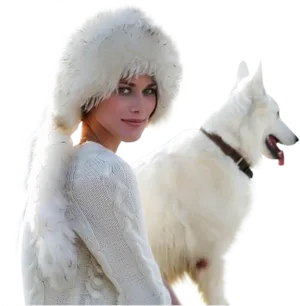 Womanand Samoyedin Harmony PNG Image