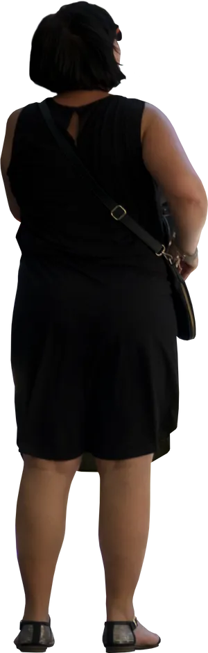 Womanin Black Dress Rear View PNG Image