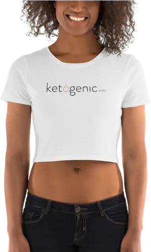 Womanin White Ketogenic Crop Top PNG Image