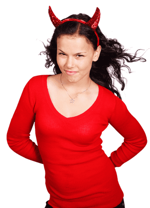 Womanwith Devil Horns PNG image with transparent background