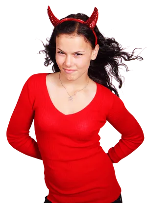 Womanwith Devil Horns PNG Image