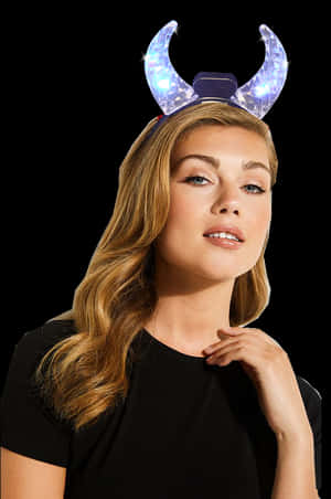 Womanwith Lighted Devil Horns PNG image with transparent background