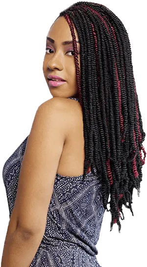 Womanwith Redand Black Braids PNG Image