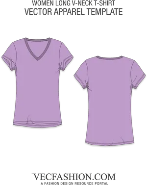 Women Long V Neck T Shirt Vector Template PNG Image