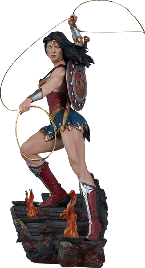 Wonder Woman Action Pose PNG Image