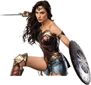 Wonder Woman Action Pose PNG Image