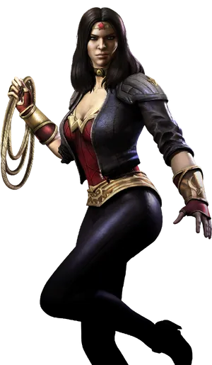 Wonder Woman Animated Character Pose PNG Image