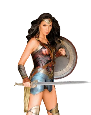 Wonder Woman Armored Stance PNG Image