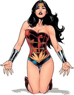 Wonder Woman Classic Comic Pose PNG Image