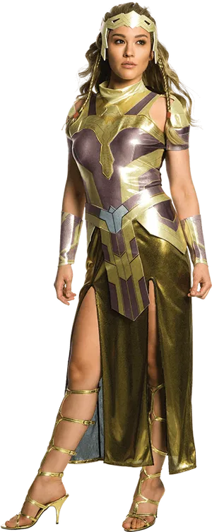 Wonder Woman Golden Armor Costume PNG Image