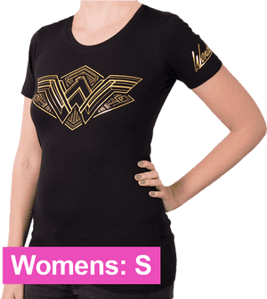 Wonder Woman Logo Black Tshirt Womens Small PNG image with transparent background