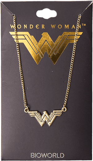 Wonder Woman Logo Necklace Bioworld Packaging PNG image with transparent background