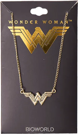 Wonder Woman Logo Necklace Bioworld Packaging PNG Image