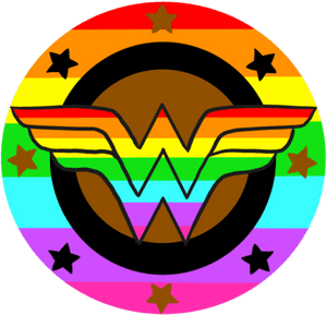 Wonder Woman Logo Rainbow Background PNG image with transparent background