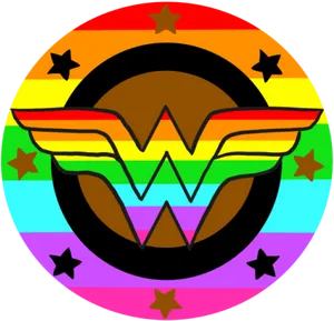 Wonder Woman Logo Rainbow Background PNG Image