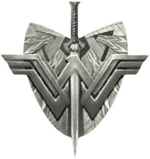 Wonder Woman Logo Sword Emblem PNG image with transparent background