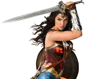 Wonder Woman Readyfor Battle PNG Image