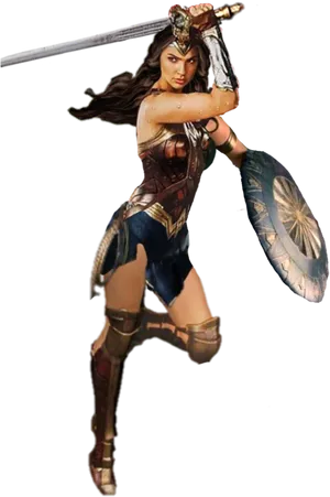 Wonder Woman Readyfor Battle PNG Image