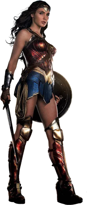 Wonder Womanin Battle Gear PNG Image