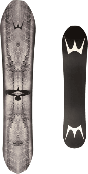 Wood Design Snowboard Frontand Back PNG image with transparent background