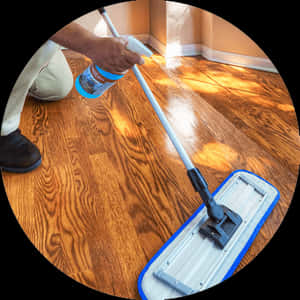 Wood Floor Cleaning Process PNG image with transparent background