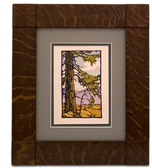 Wood Frame Artwork Display PNG Image