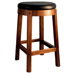 Wooden Barstool With Backrest Png 4 PNG Image