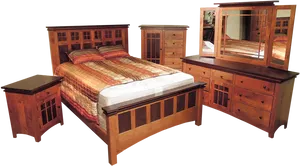 Wooden Bedroom Furniture Set PNG Image