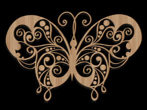 Wooden Butterfly Artwork PNG image with transparent background