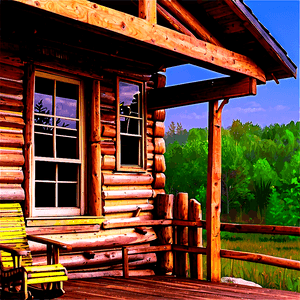Wooden Cabin Porch View PNG jhp PNG