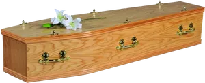 Wooden Coffinwith Flowers PNG Image