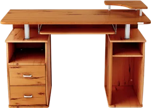 Wooden Computer Deskwith Hutch PNG Image